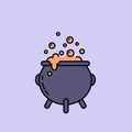 Bubbling Cauldron Potion Vector Illustration for Halloween, Magic, Witchcraft, and Fantasy Designs Royalty Free Stock Photo