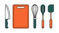 Flat Design Kitchen Utensils and Cooking Tools Set Royalty Free Stock Photo