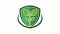 Green Plant Shield Logo for Eco Protection and Growth Royalty Free Stock Photo