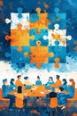 Collaborative Puzzle Strategy, AI Generated Royalty Free Stock Photo