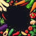 Vibrant vegetables frame on black background Royalty Free Stock Photo