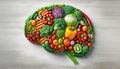 Vibrant veggie-brain mapping healthy eating, a colorful nod to nutritional neurology