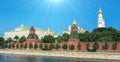 Vibrant view of Red walls of summer Kremlin