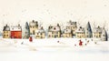 Vibrant Village Vignette: A Charming Winter Wonderland of Joyful