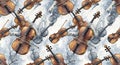 Vibrant Violins and Cellos in Abstract Pattern Royalty Free Stock Photo