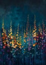 Vibrant Visions: A Digital Forest of Delphiniums and Butterflies