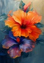 Vibrant Visions: A Dual-Toned Hibiscus Mural of Insane Quality a Royalty Free Stock Photo