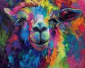 Vibrant Visions: A Kaleidoscope of Colorful Sheep and Llamas on Royalty Free Stock Photo