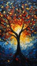 Vibrant Visions: A Sunset Canvas of Twisted Trees and Awe-Inspir