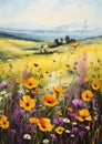 Vibrant Vistas: A Himalayan Poppy Landscape Oil Mural