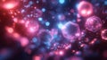 Colorful abstract representation of molecular structures floating in a futuristic space filled with vibrant lights and