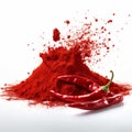 Vibrant Red Chili Powder On White Background - High Definition Image Royalty Free Stock Photo