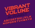 Vibrant volume isolated english alphabet. Bright 3d letters font