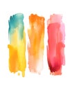 set of pastel warm color tone watercolor paint brushes brush strokes isolated white background Royalty Free Stock Photo