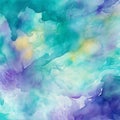 Vibrant Watercolor Abstract: Blue Green Purple Hues Royalty Free Stock Photo