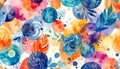 Vibrant Watercolor Abstract Circles and Floral Elements Royalty Free Stock Photo