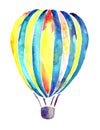 Vibrant watercolor aerostat. Hand painted. Isolated element.