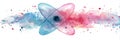 Colorful Watercolor Illustration of Abstract Shapes Representing Atomic Structure and Energy Flow in a Scientific Royalty Free Stock Photo
