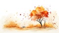 Vibrant Watercolor Autumn Background. Generative Ai