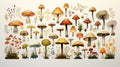 Vibrant watercolor autumn mushroom collection, isolated on white. Perfect for seasonal and natural-themed designs