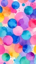 Vibrant Watercolor Circles Pattern on White Background with Splash and Stain Royalty Free Stock Photo