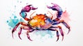 Vibrant Watercolor Crab Legs Scuttling and Pinching on White Background AI Generated