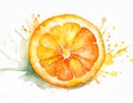A vibrant watercolor depiction of a juicy orange slice, bursting with freshness and artistic flair Royalty Free Stock Photo