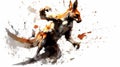 Generative AI, Fierce Encounter: Kangaroo Boxing in Watercolor