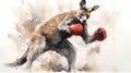 Generative AI, Fierce Encounter: Kangaroo Boxing in Watercolor