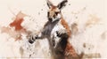 Generative AI, Fierce Encounter: Kangaroo Boxing in Watercolor