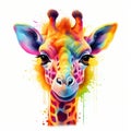 Vibrant Watercolor Giraffe Portrait. Generative ai Royalty Free Stock Photo