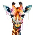 Vibrant Watercolor Giraffe Portrait. Generative ai Royalty Free Stock Photo