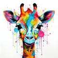 Vibrant Watercolor Giraffe Portrait. Generative ai Royalty Free Stock Photo