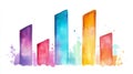 Vibrant Watercolor Growth Chart A colorful watercolor illustration symbolizing growth progress success data visualization Royalty Free Stock Photo