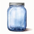 Vibrant Watercolor Illustration Of Blue Mason Jar