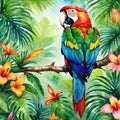 A Vibrant Watercolor Jungle A Colorfull painting of Leaves and a