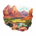 Colorful Cartoon Sticker Of Sedona Desert Landscape