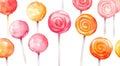 Vibrant Watercolor Lollipops and Gumdrops on a White Background Royalty Free Stock Photo