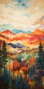 Vibrant Watercolor Painting Of Fall Foliage Landscape