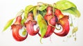 Vibrant Watercolor Painting of Nepenthes Rajah AI Generated