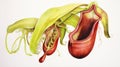 Vibrant Watercolor Painting of Nepenthes Rajah AI Generated