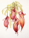 Vibrant Watercolor Painting of Nepenthes Rajah AI Generated