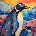 Indigo Penguin: Luminism Inspired Wall Art With Vibrant Watercolor