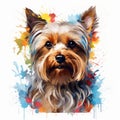 Colorful Yorkshire Terrier Painting With Detailed Background Elements