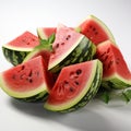 Vibrant Watermelon Slices On White Background - Hdr 8k Photo
