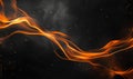 A vibrant wave of orange light illuminates a dark black background Royalty Free Stock Photo