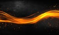 A vibrant wave of orange light illuminates a dark black background Royalty Free Stock Photo