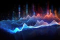 Vibrant waveform patterns in shades of blue and red on a dark background Royalty Free Stock Photo