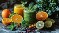 Vibrant Wellness: Elevate Your Morning with a Top-Down View of a Green Smoothie