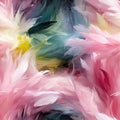 Vibrant and whimsical feathers in various colors and styles (tiled) Royalty Free Stock Photo